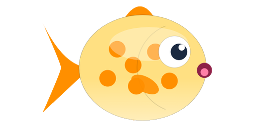 Puffy with its mouth open