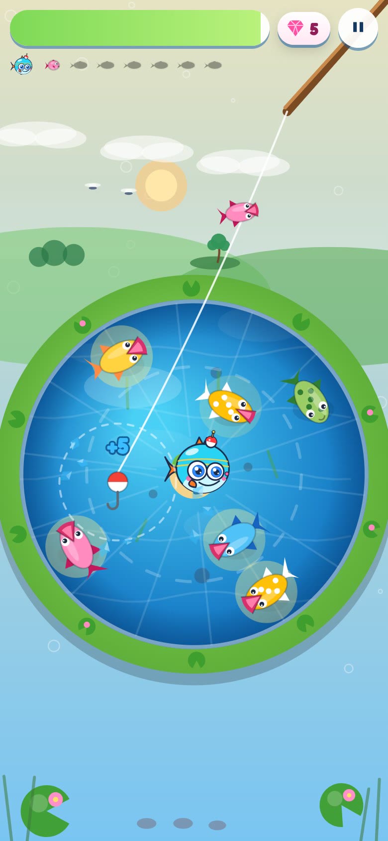 Gameplay: Boop greets you on the home screen, the level card opens, three-two-one, the first mouths open and the first taps land